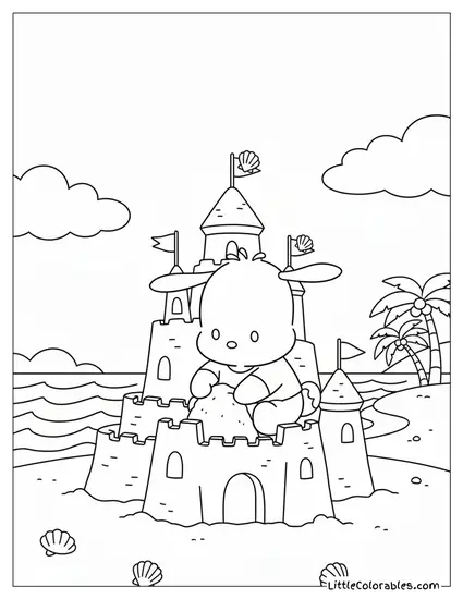 Building a Giant Sand Castle Coloring Page