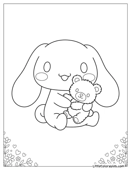 Cinnamoroll Hugging Teddy Bear Coloring Page