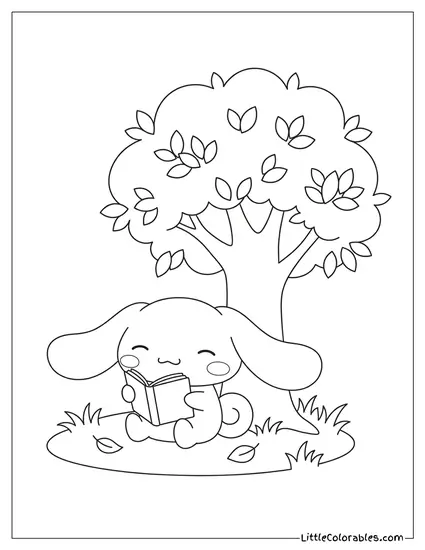 Cinnamoroll Reading Under Tree Coloring Page