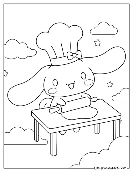 Cinnamoroll Using Rolling Pin Coloring Page