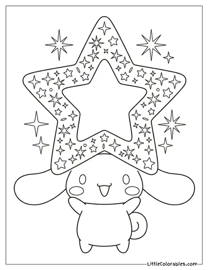 Cinnamoroll Wearing Star Hat Coloring Page
