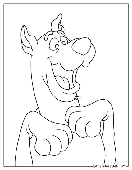 Close Up Scooby Doo Laughing Hysterically With Paws on Chest Coloring Page