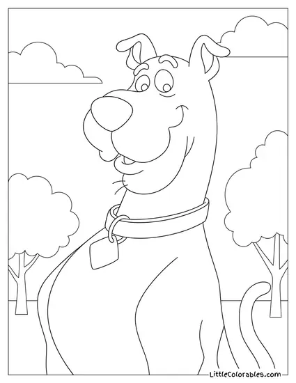 Close Up Scooby Doo Looking Proud With Chest Puffed Out Coloring Page