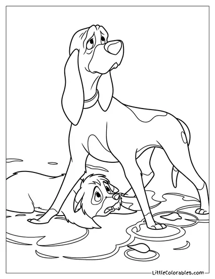 Copper and Kurt Russell in the Water Coloring Page