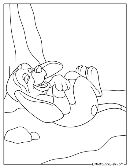 Copper Lying on His Back Laughing Coloring Page
