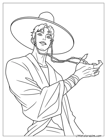 Demon Form Abby Wearing Hat and Robe Coloring Page