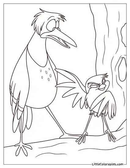 Dinky and Boomer on Branch Coloring Page