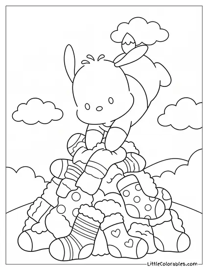 Diving into a Pile of Socks Coloring Page