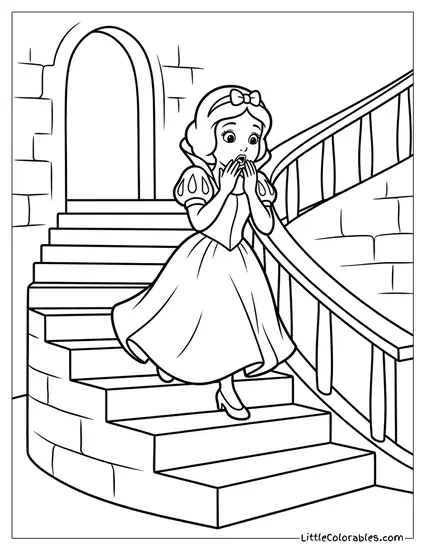 Going Down Stairs With Surprise Coloring Page
