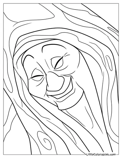 Grandmother Willow Smiling Amidst Trees Coloring Page