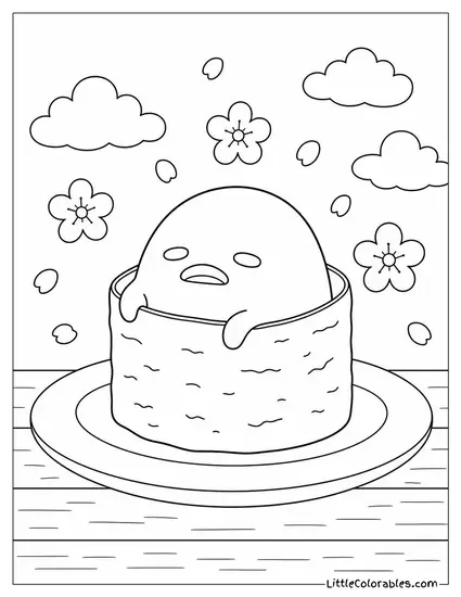 Gudetama Wrapped in a Single Piece of Nori Coloring Page
