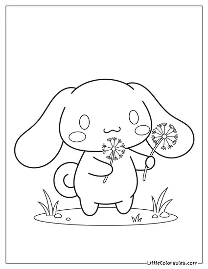 Holding Dandelions Coloring Page