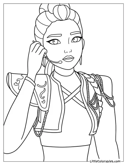 Holding Headset Prepping Coloring Page