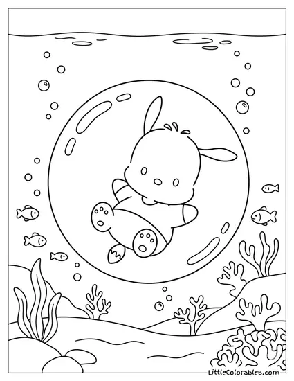 In a Giant Bubble Under Water Coloring Page