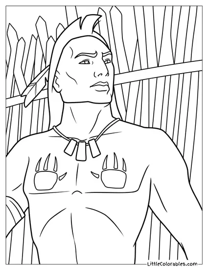 Kocoum Standing by the Fence Coloring Page