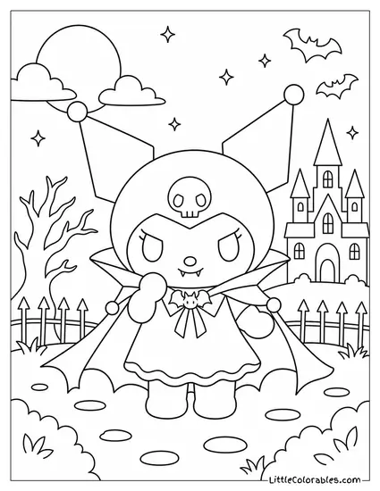 Kuromi Dressed as a Vampire Coloring Page