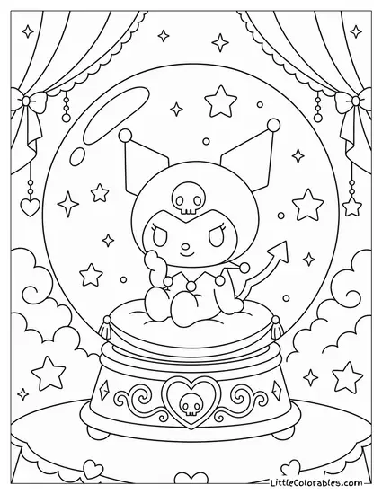 Kuromi Inside a Giant Crystal Ball Coloring Page
