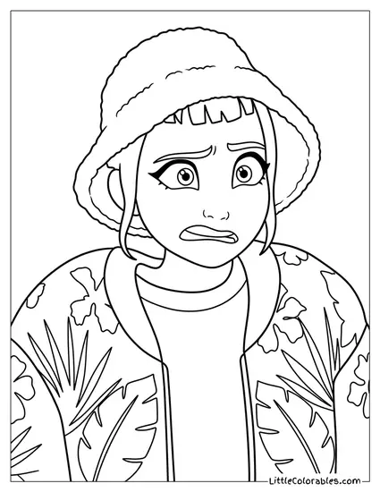 Looking Surprised and Scared Coloring Page