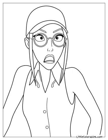 Looking Surprised Wearing Glasses Coloring Page