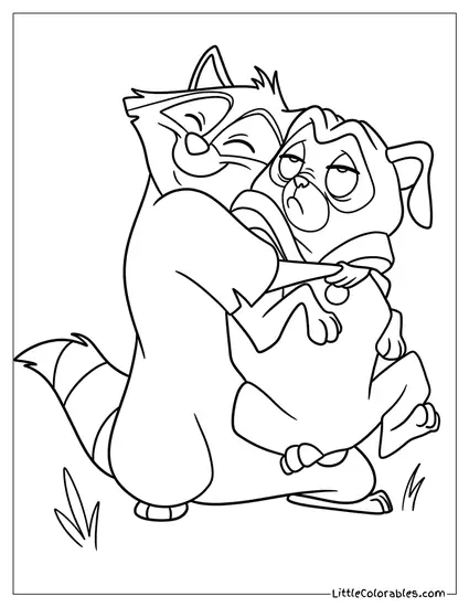 Meeko Hugging Flit Coloring Page