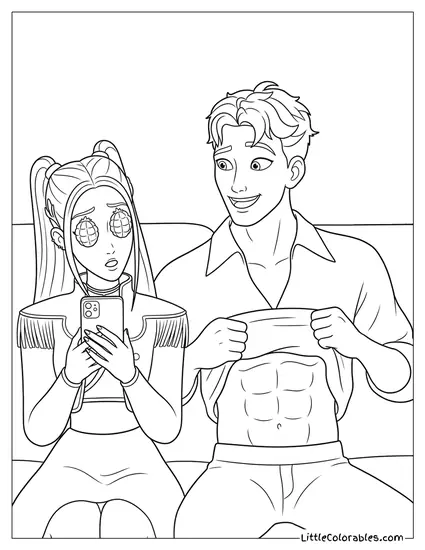 Mira Admiring Abby Abs Coloring Page