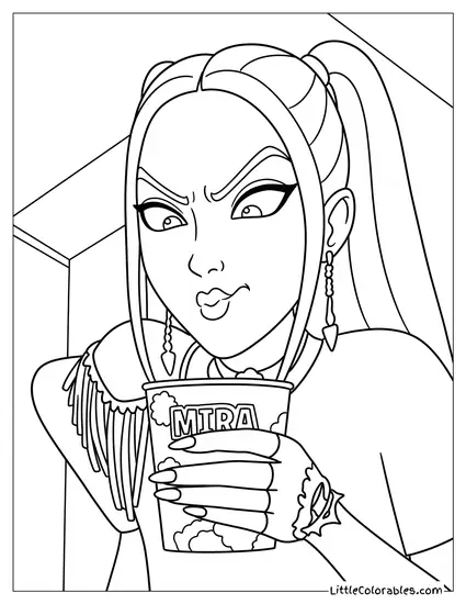 Mira Drinking From Cup Coloring Page
