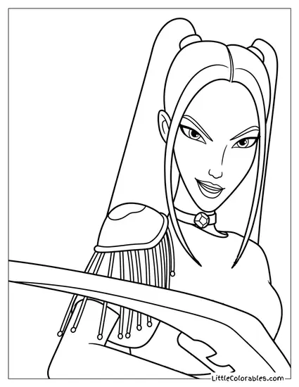 Mira Holding Sword Coloring Page
