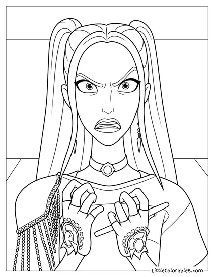 Mira Looking Angry Clenched Fists Coloring Page