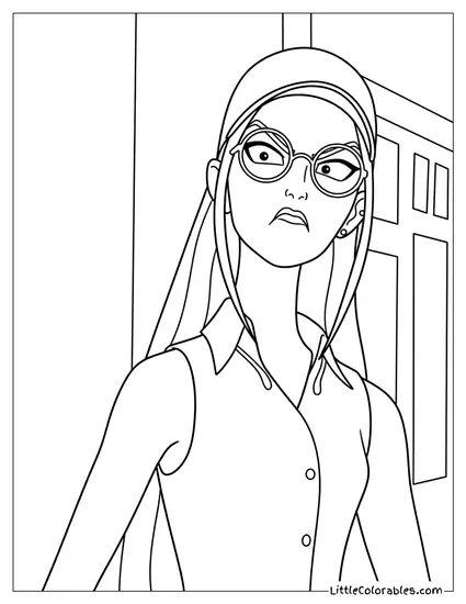 Mira Looking Annoyed Wearing Glasses Coloring Page