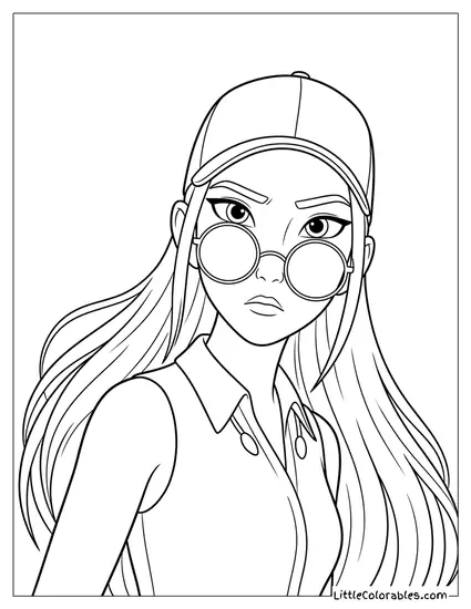 Mira Wearing Cap and Glasses Coloring Page