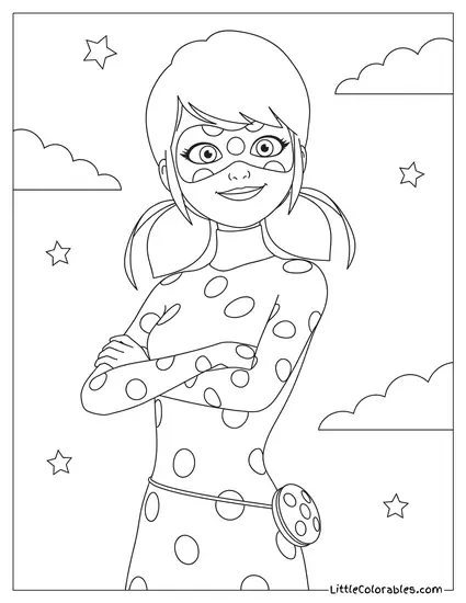 Miraculous Ladybug Confidently Crossing Arms Looking Very Proud Coloring Page
