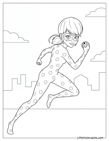 Miraculous Ladybug Fiercely Charging Forward Into the Battle Coloring Page