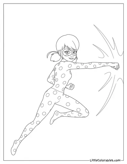 Miraculous Ladybug Landing a Powerful Superhero Punch Coloring Page