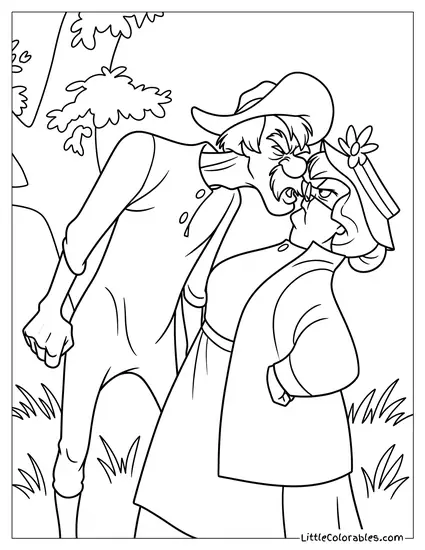 Mr Amos and Widow Tweed Arguing Coloring Page