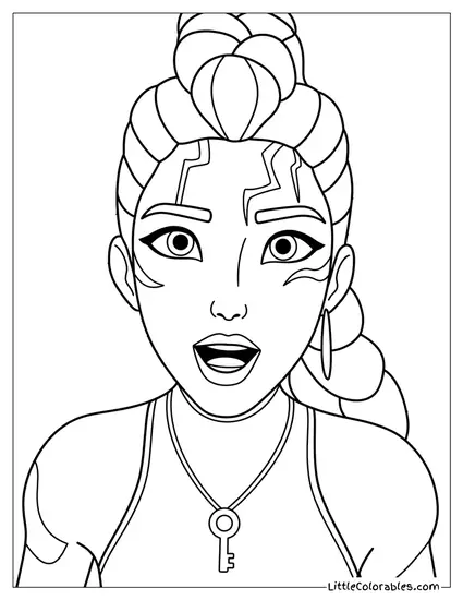 Open Mouth and Key Necklace Coloring Page