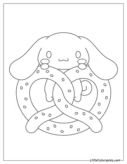 Peeking Through Pretzel Coloring Page