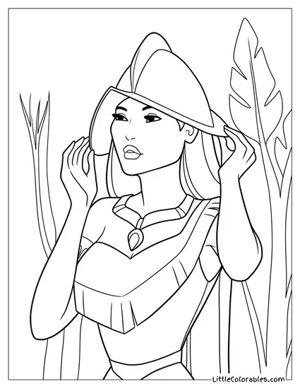 Pocahontas Adjusting Hat Coloring Page