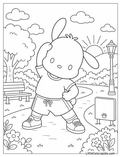 Pochacco Stretching Before a Morning Run Coloring Page