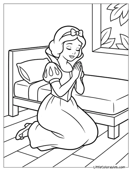 Praying Beside Bed Coloring Page