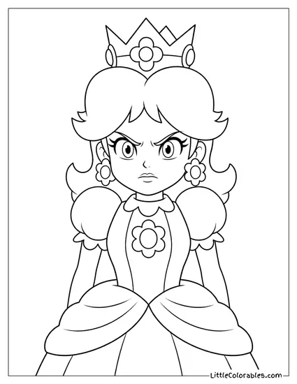 Princess Daisy Looking Forward With Anger Coloring Page