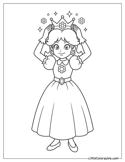 Princess Daisy Placing Crown Coloring Page
