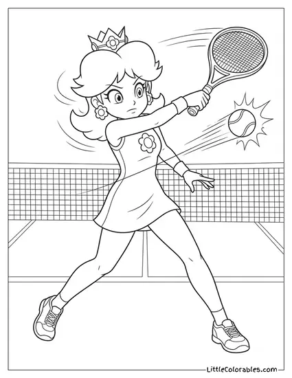 Princess Daisy Playing Tennis Coloring Page