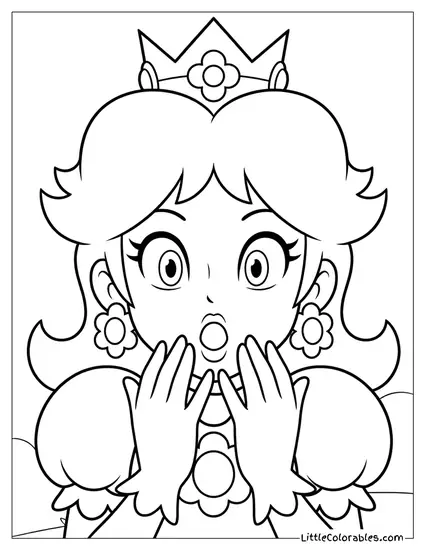 Princess Daisy Surprised Face Coloring Page