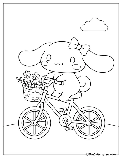 Riding Bicycle with Flowers Coloring Page