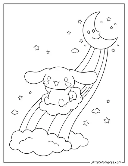 Riding Rainbow Slide Coloring Page