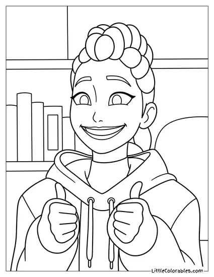 Rumi Giving Thumbs Up and Smiling Coloring Page