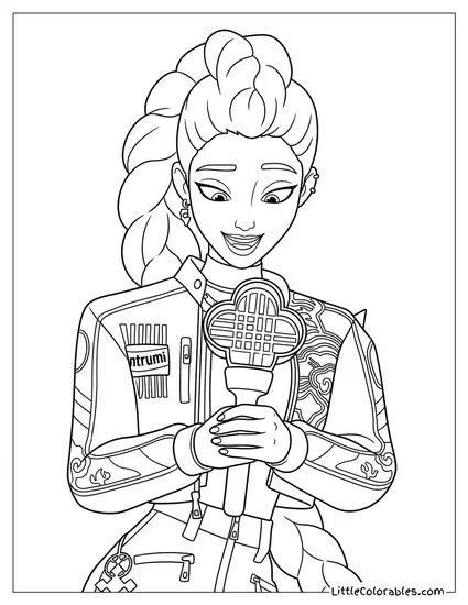 Rumi Holding a Decorated Microphone Coloring Page