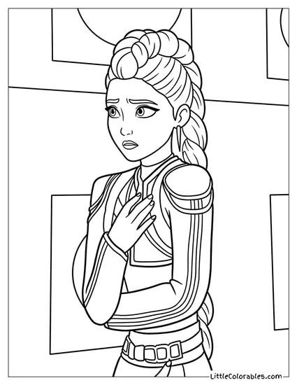 Rumi Looking Worried With Hand on Chest Coloring Page