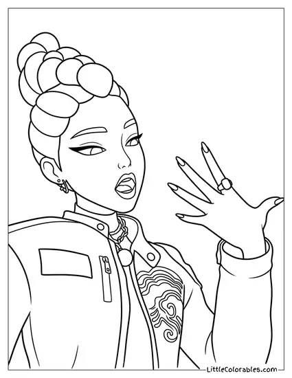 Rumi Posing With Hand Raised Coloring Page