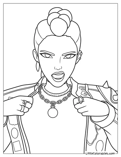 Rumi Showing Off Jewelry Coloring Page